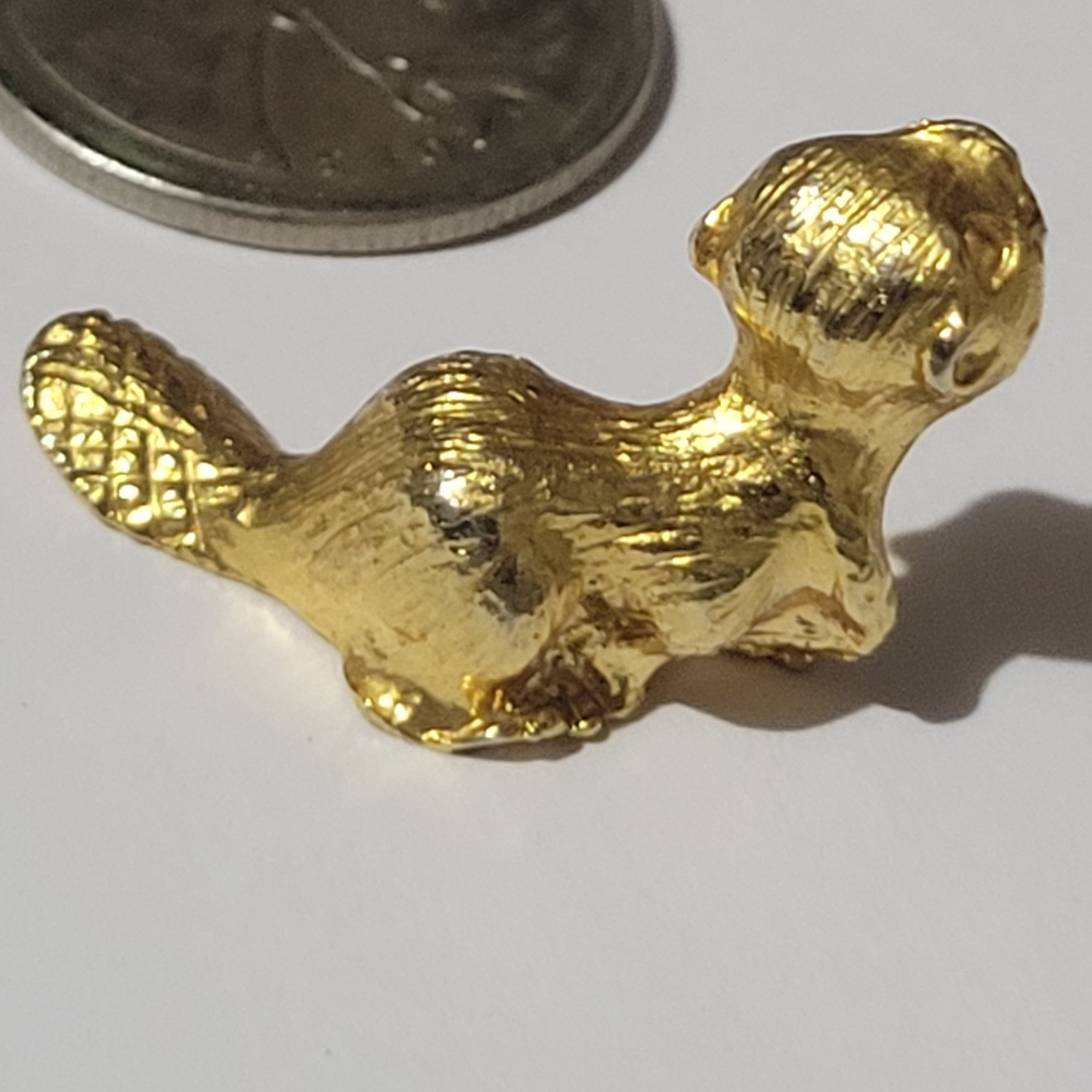 Gold-Plated Miniature Beaver Figurine~stamped